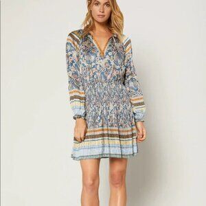 Current Air Maximalism Boho Floral Pleated Satin Dress Large